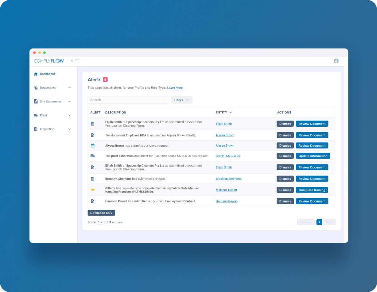 ComplyFlow Dashboard UI